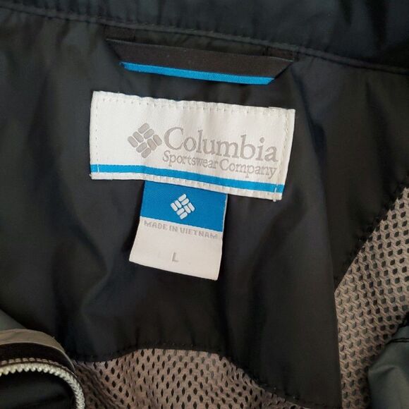 Columbia Black Gray Nylon Zip Up Hooded Windbreaker Jacket Womens Large - Picture 6 of 7